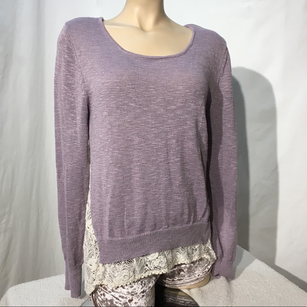 Poof! Scoop neck sweater with lace back